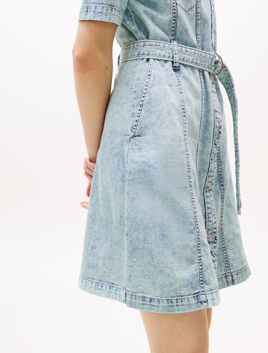 Belted Trucker Denim Dress, Denim Light, hi-res