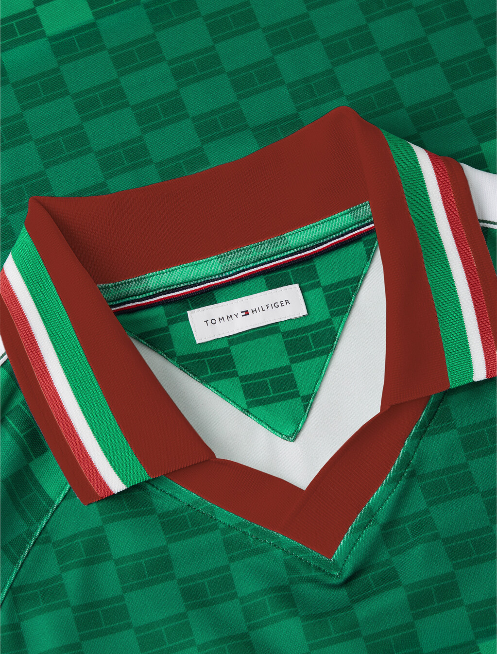 Geometric Flag Print Short Sleeve Rugby Shirt, Street Green, hi-res