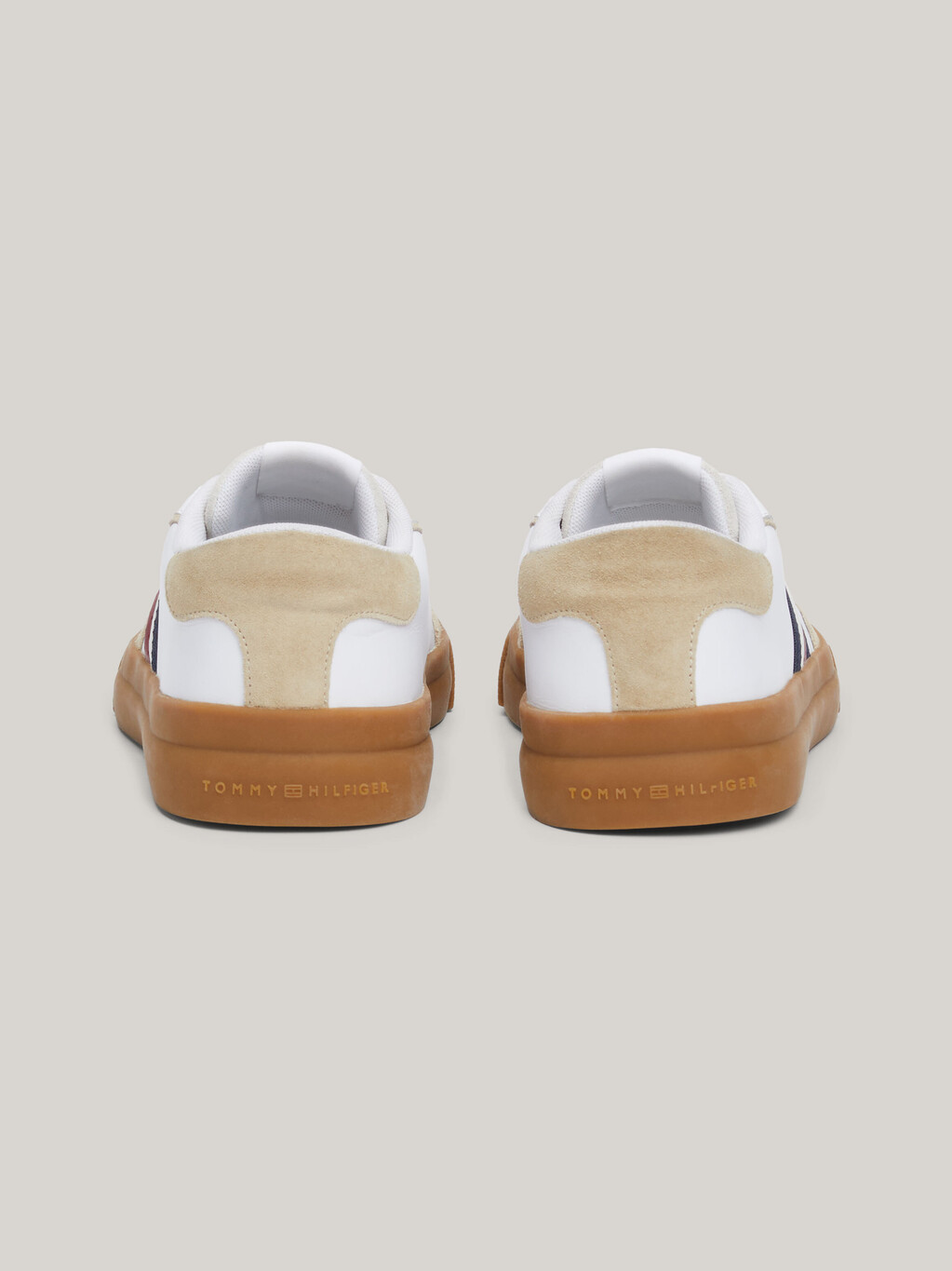 Mixed Texture Leather Cupsole Trainers, White, hi-res