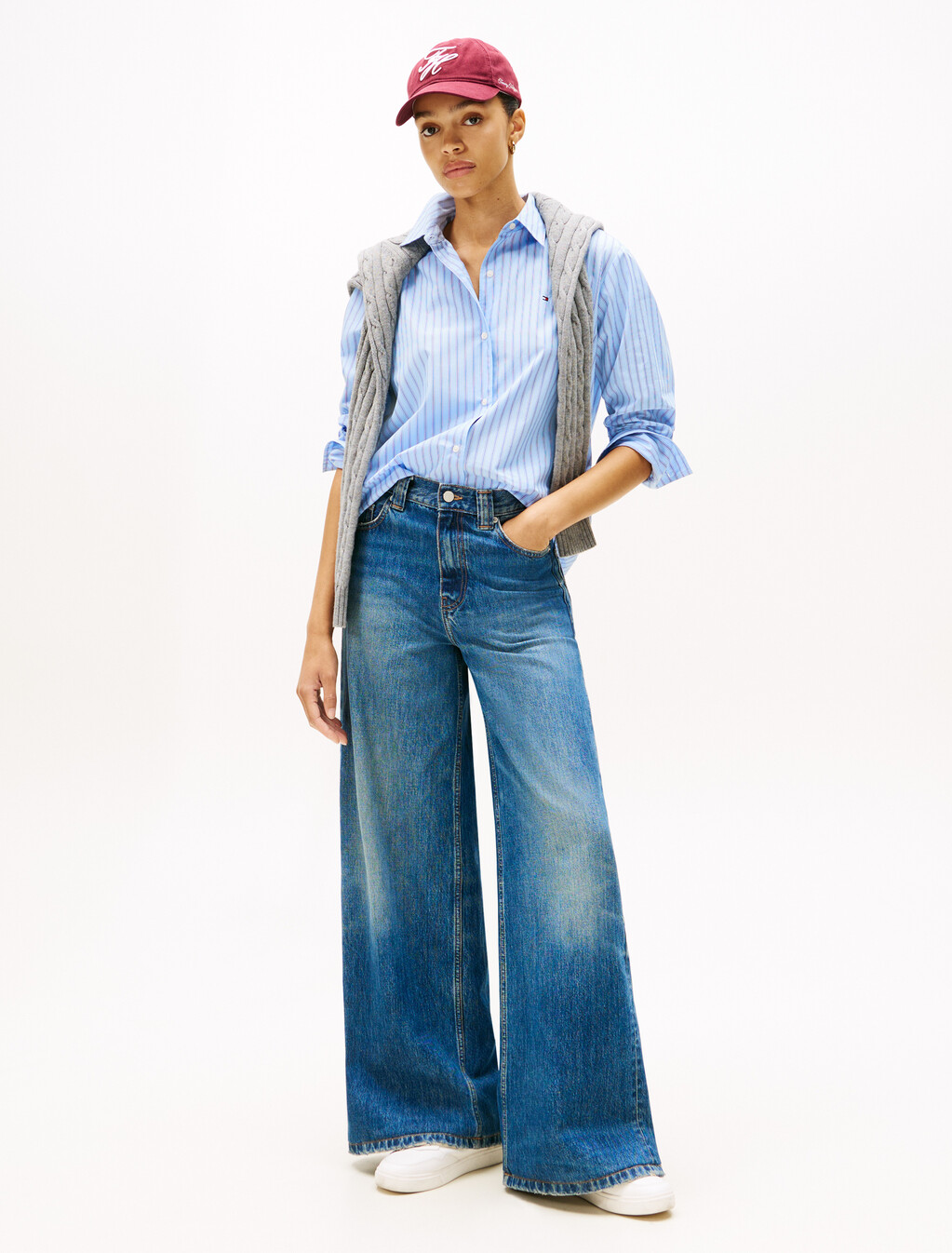 Asia Fit Essential Poplin Shirt, Sile Stp/ Vessel Blue, hi-res