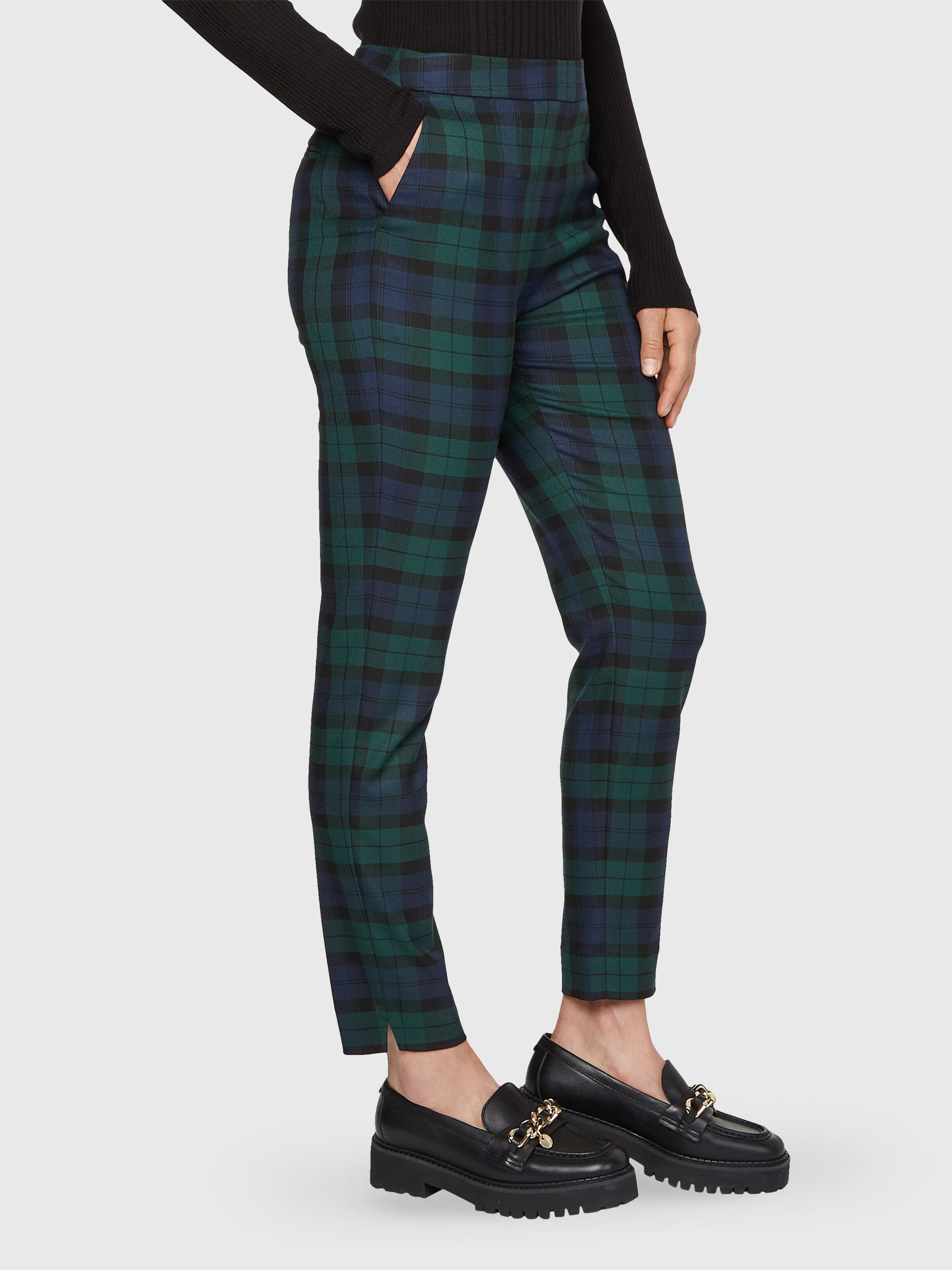 Green Tartan High Waisted CoOrd Trousers  In The Style