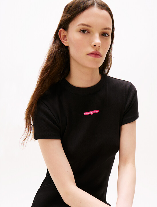Script Logo Rib Knit Mini Dress