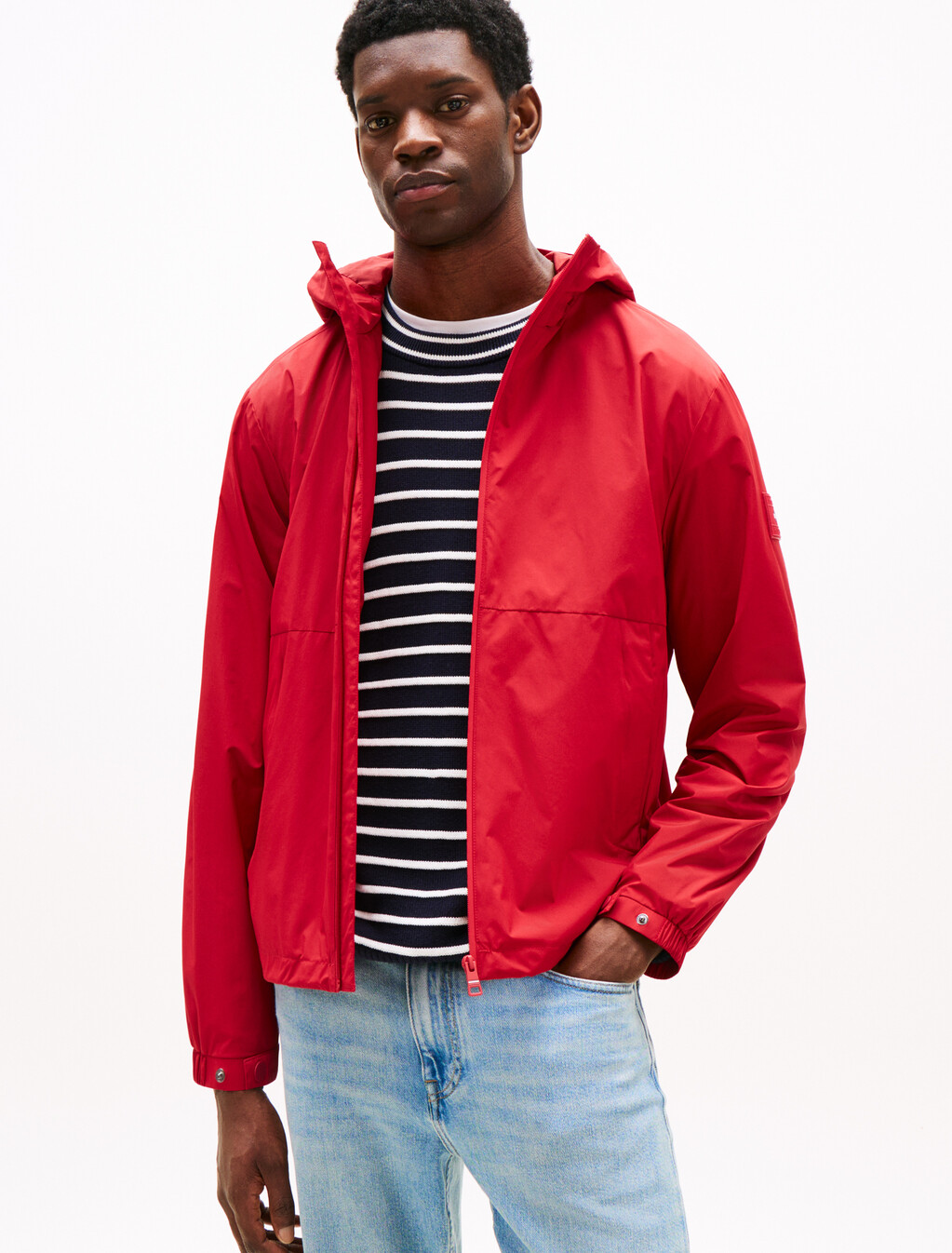 Hooded Nylon Jacket, Medium Red, hi-res