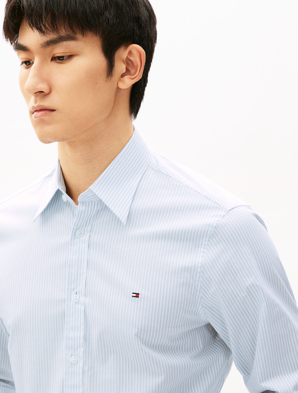 Stretch Poplin Stripe Shirt, Breezy Blue / Optic White, hi-res
