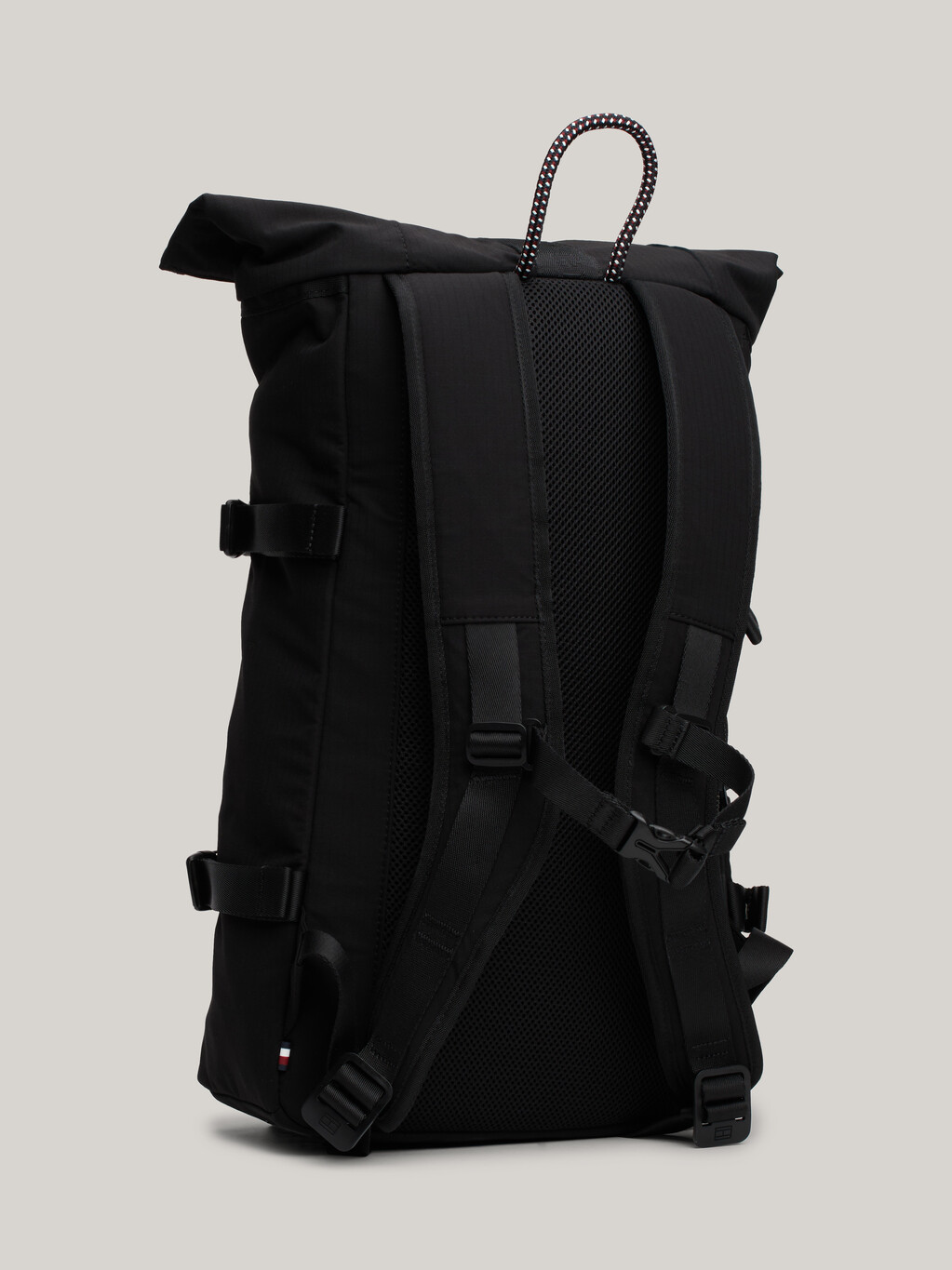 Water Repellent Roll-Top Backpack, Black, hi-res