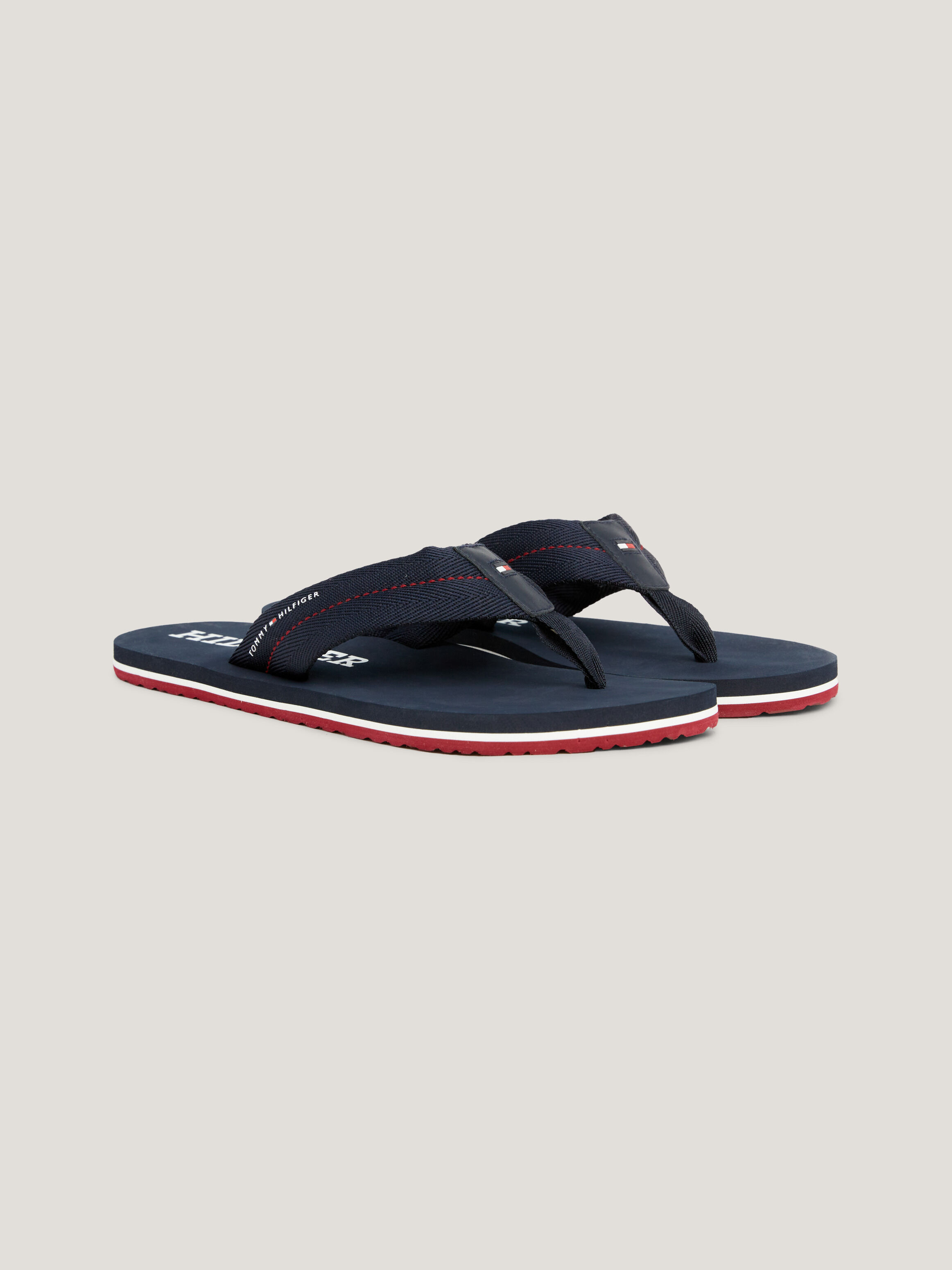 Logo Sole Topstitched Flip Flops