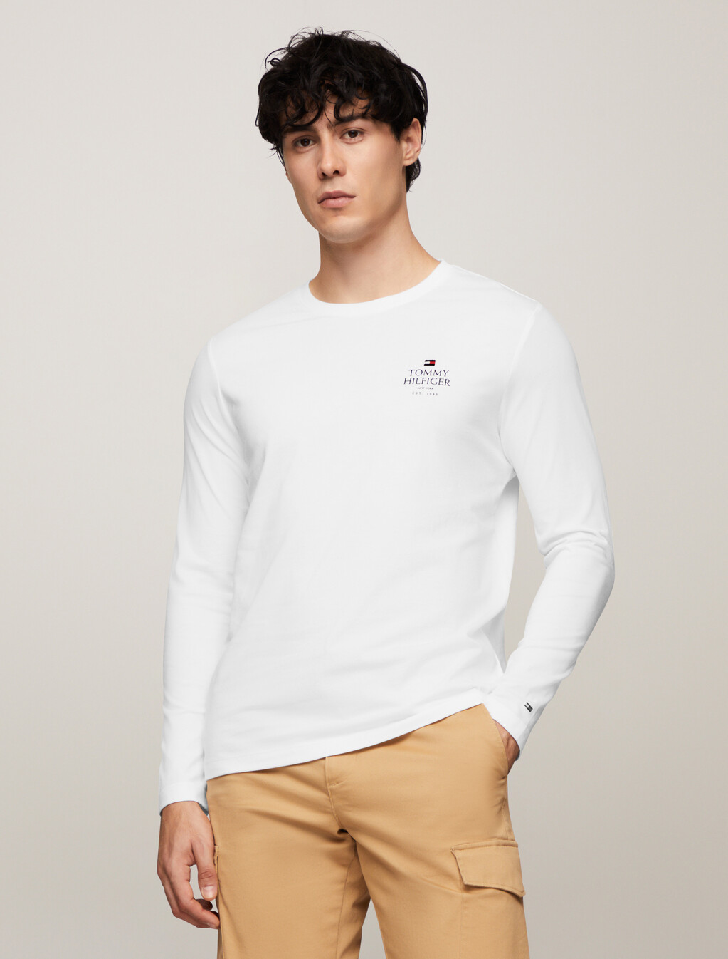 Hilfiger Logo Long Sleeve T-Shirt, White, hi-res