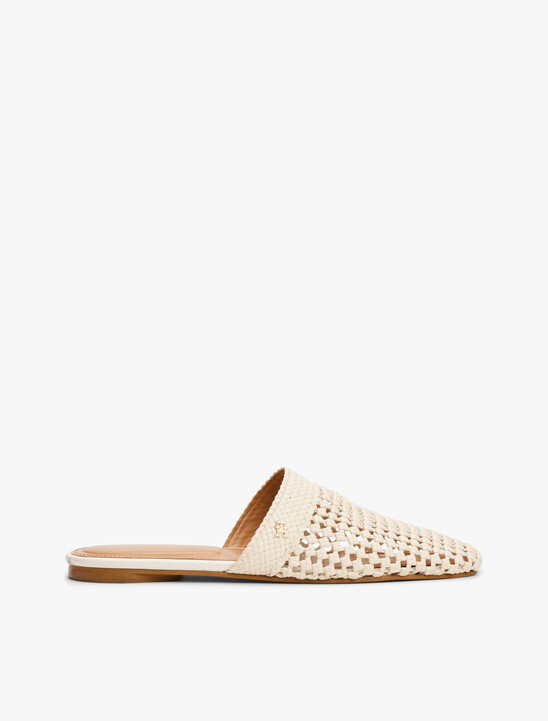 Crochet TH Monogram Plaque Mules