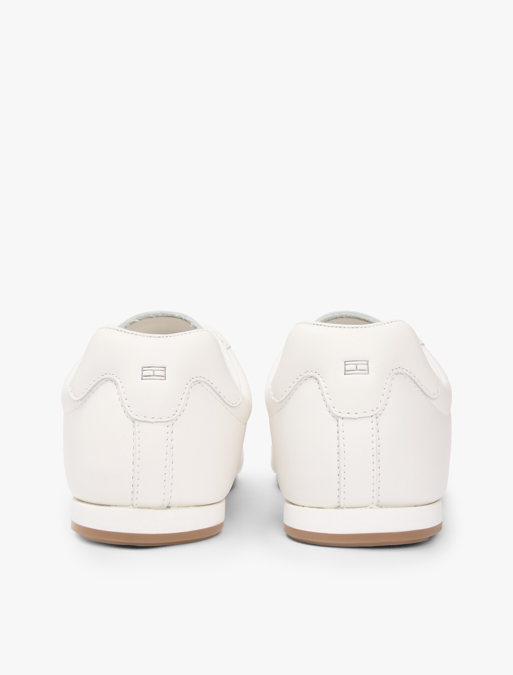 Low Profile Logo Leather Trainers, Ecru, hi-res