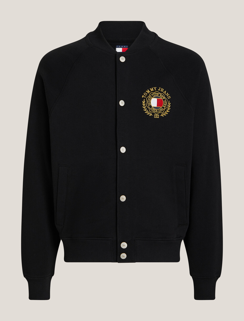 Tommy Crest Relaxed Bomber Jacket, Black, hi-res