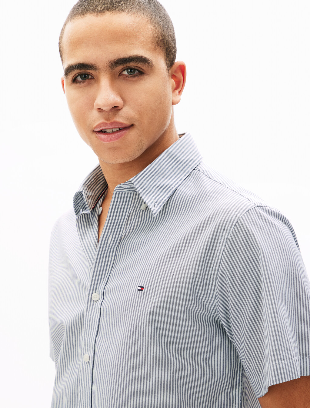 Oxford Stripe Short Sleeve Shirt, Desert Sky / Stripes, hi-res