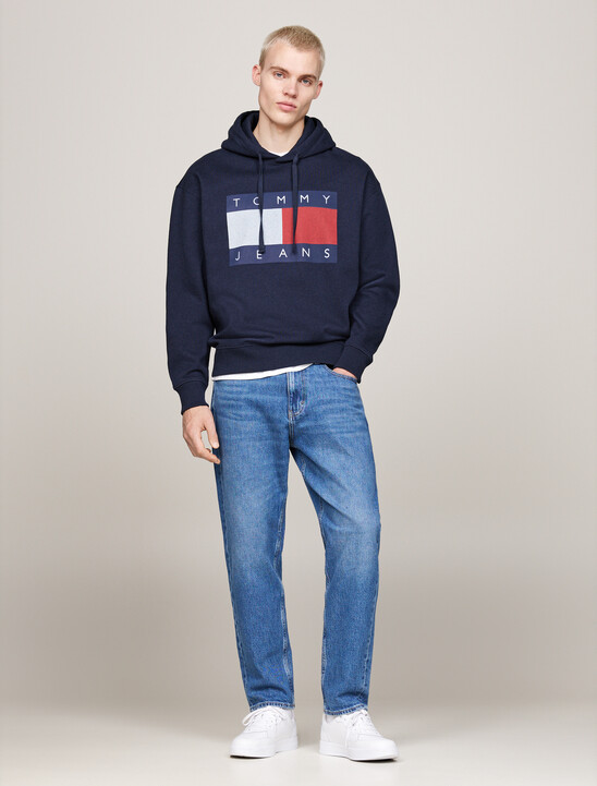 Tommy Flag Badge Mélange Relaxed Hoody