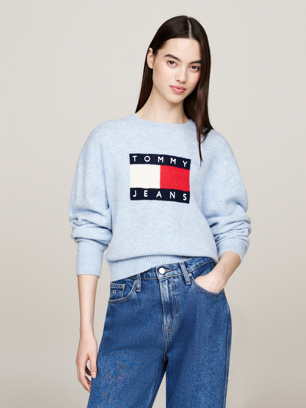 Mélange Relaxed Jumper with Wool, Vessel Blue Melange, hi-res