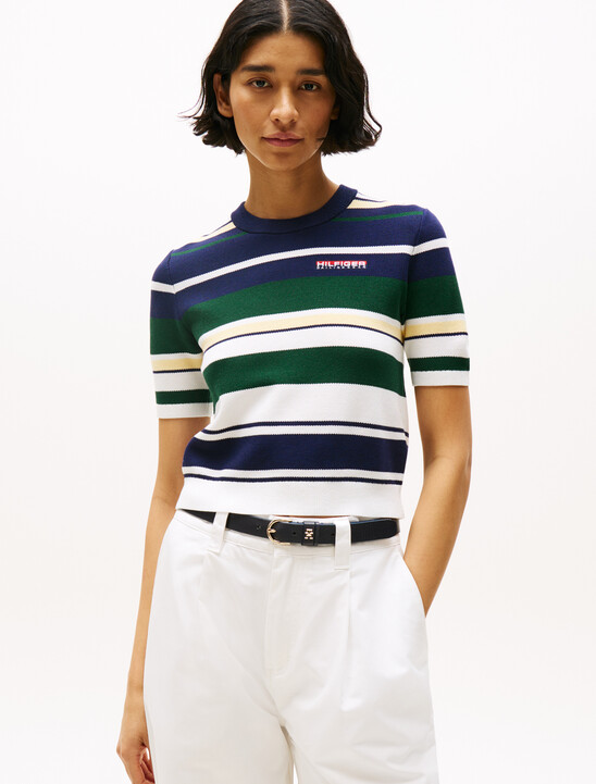 Hilfiger Sailing Cropped Short Sleeve Jumper