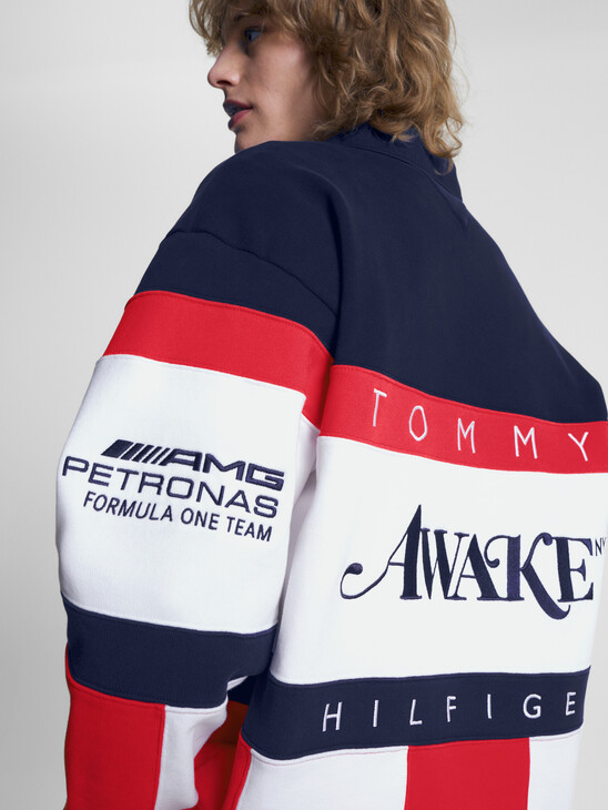TOMMY X MERCEDES-AMG F1 X AWAKE NY ALL-OVER FLAG RUGBY SHIRT