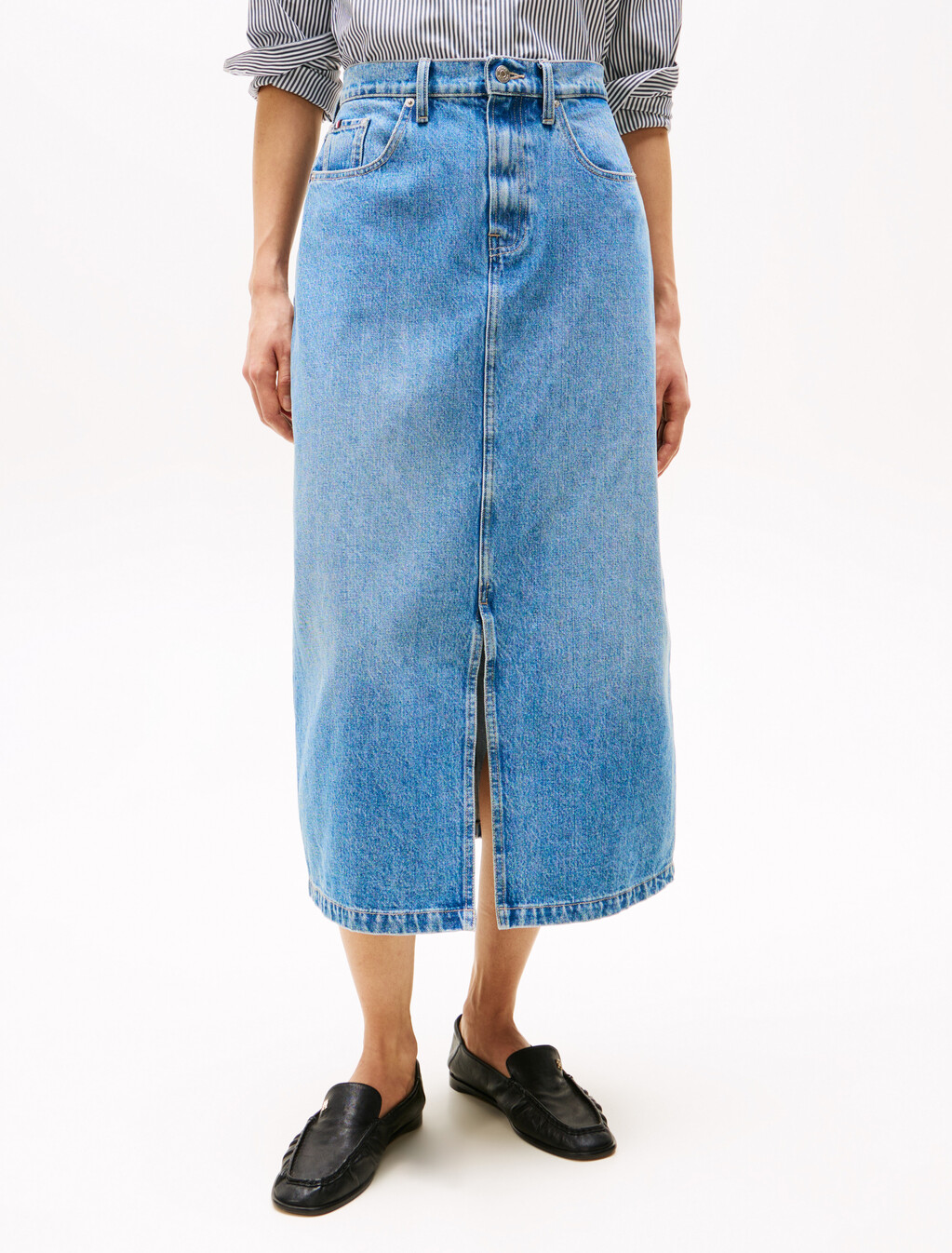 High Rise Denim Midi Skirt, Uma, hi-res