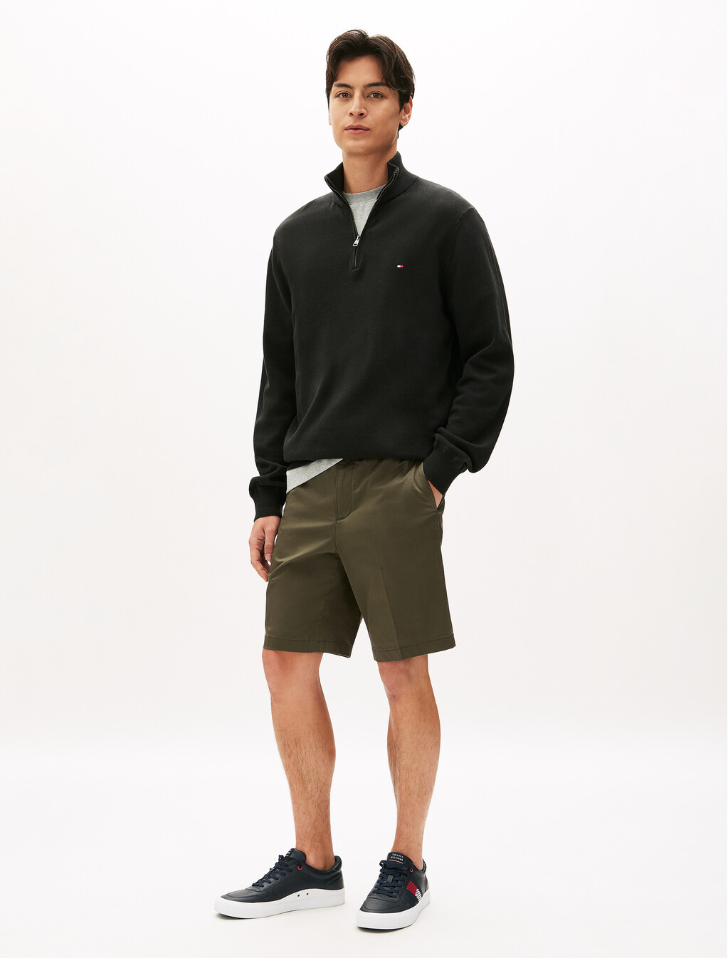 Brooklyn Cotton Satin Pull On Shorts, Army Green, hi-res