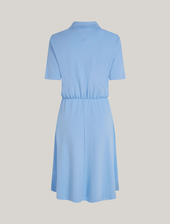 Zip Placket Fit And Flare Polo Dress