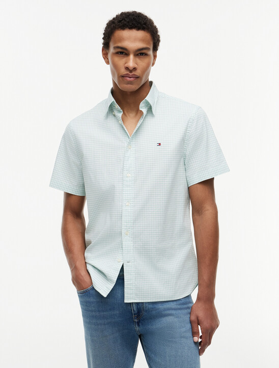 Asia Fit Oxford Gingham Short Sleeve Shirt