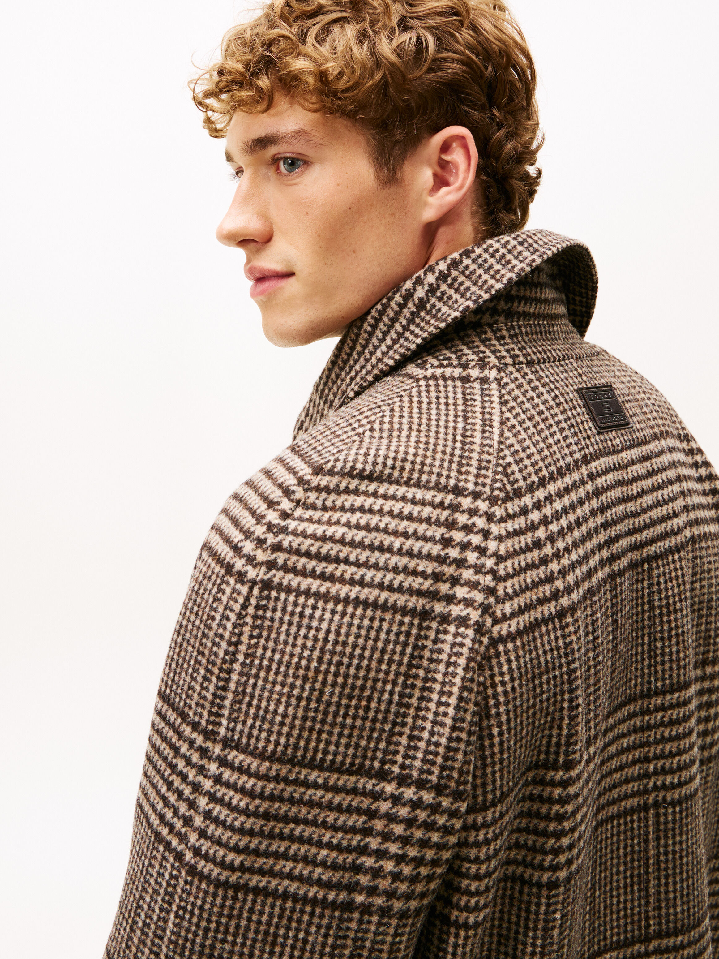 Relaxed Wool Blend Check Coat | brown | Tommy Hilfiger Singapore