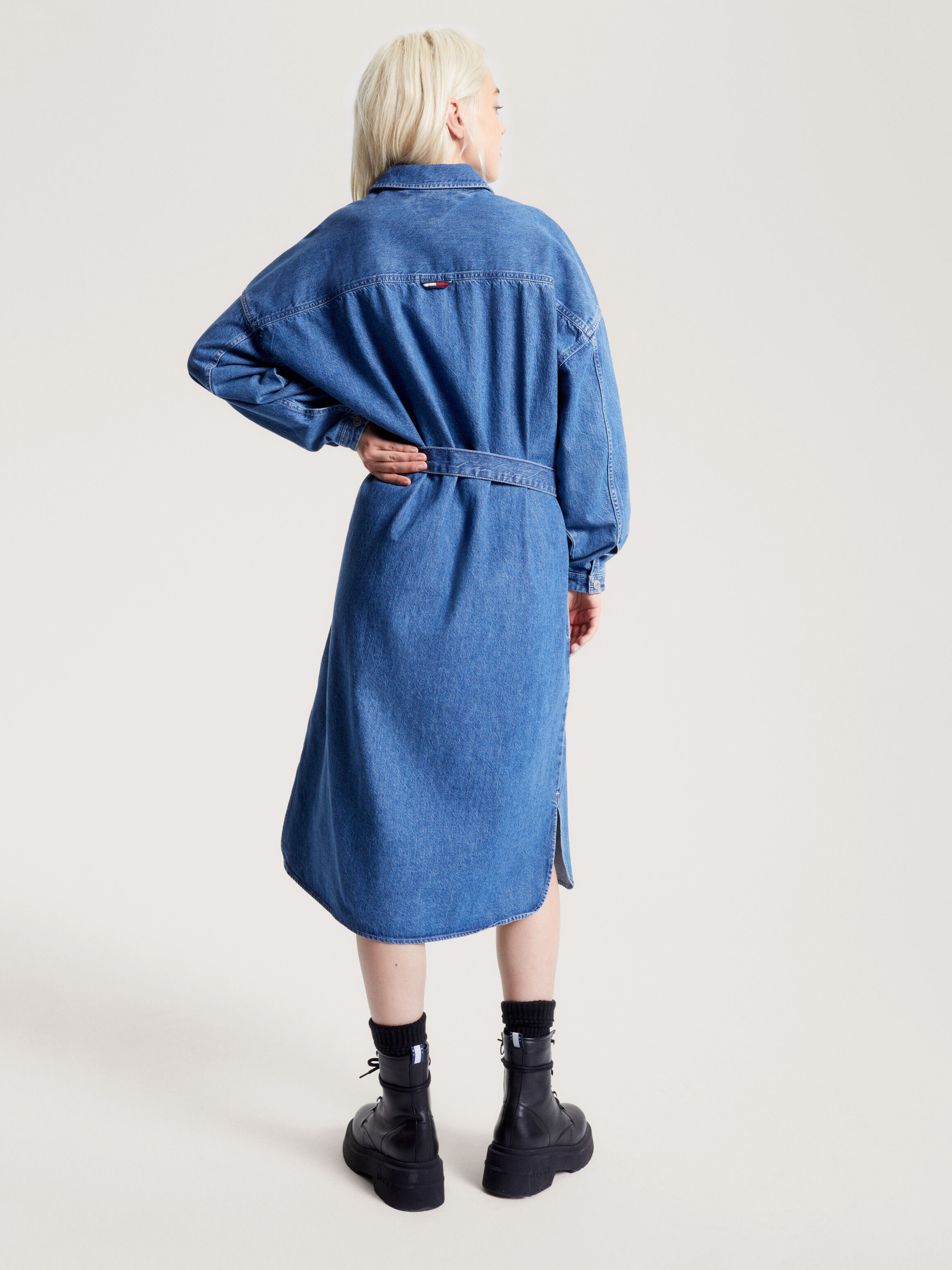 Chambray Belted Midi Shirt Dress blue Tommy Hilfiger Singapore