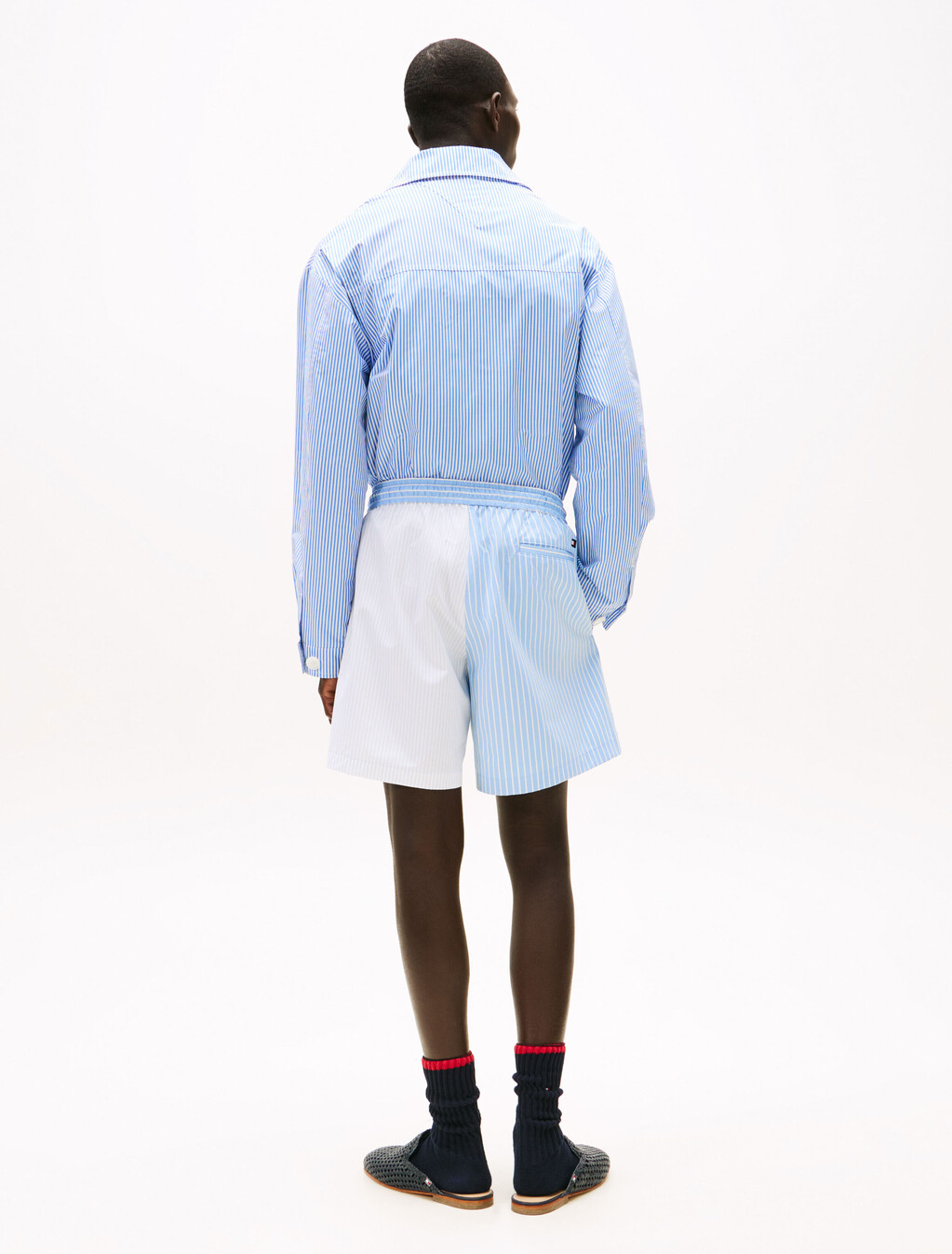 The Runway Collection Oversized Colour-Blocked Shorts, Ecru/Vessel Blue, hi-res
