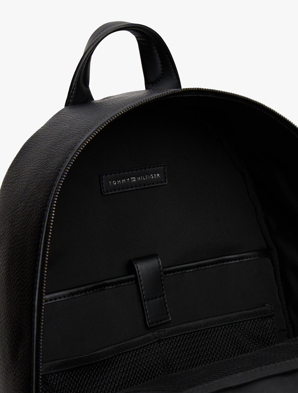 Metal Logo Pebble Grain Backpack, Black, hi-res