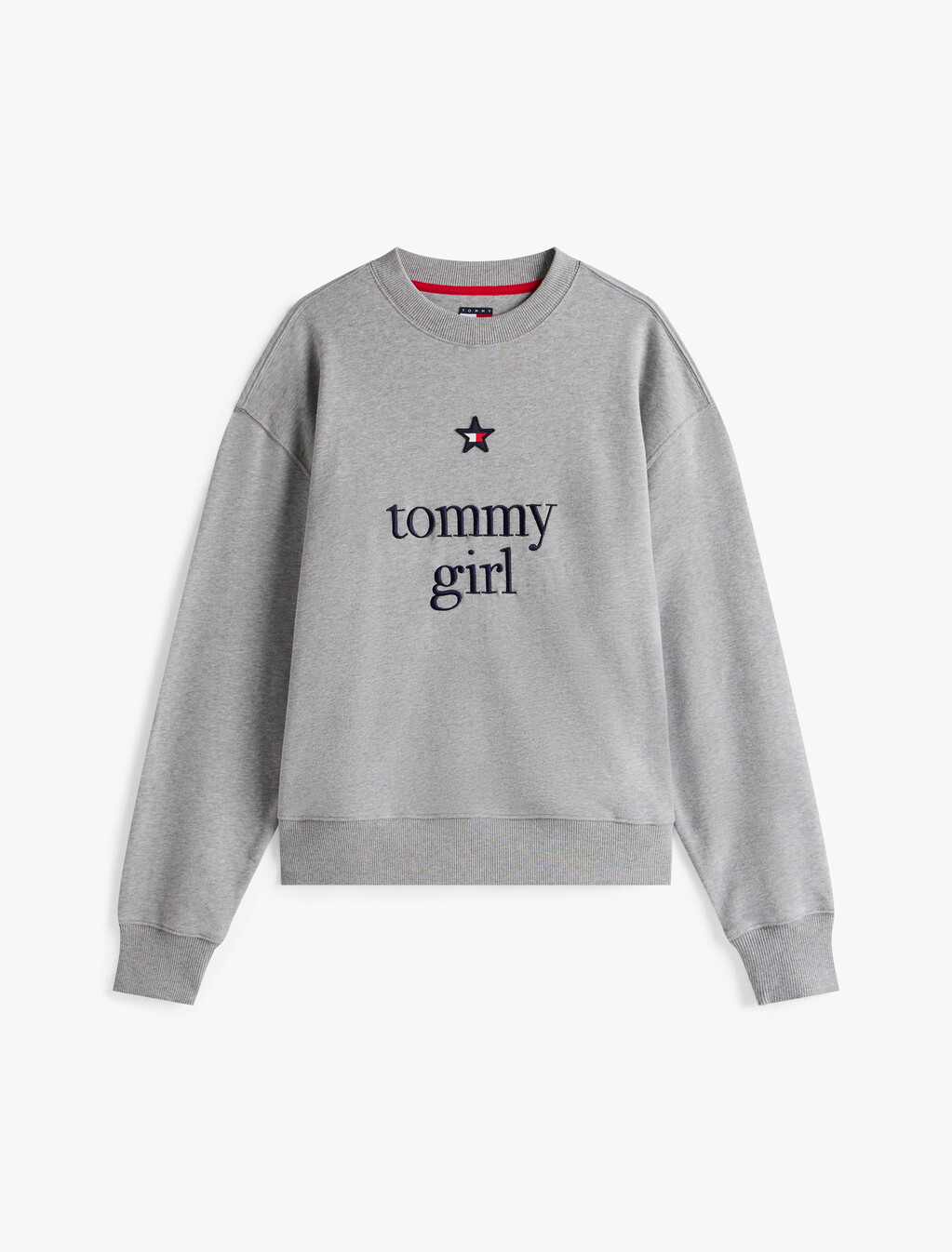 Tommy Girl Graphic Relaxed Sweatshirt, Light Grey Marl, hi-res