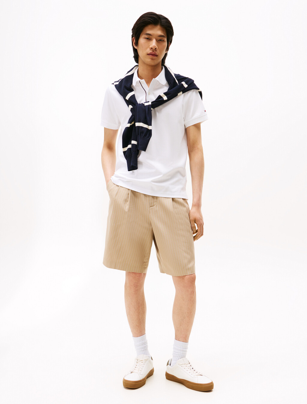 Signature Stripe Jacquard Polo, White, hi-res