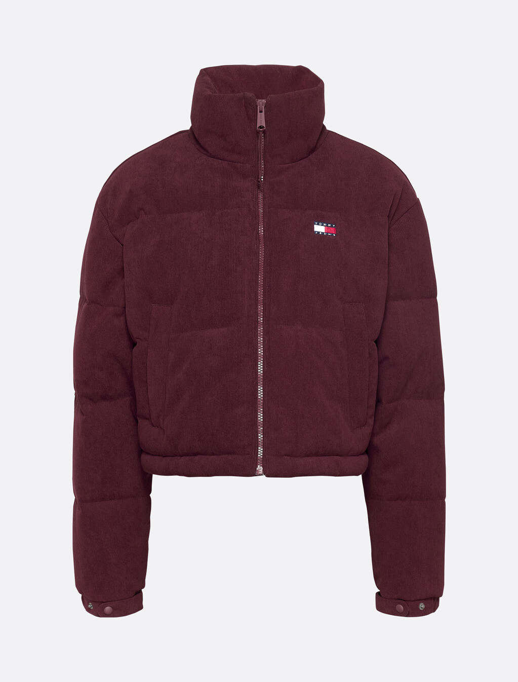 Corduroy Cropped Puffer Jacket, Deep Rouge, hi-res
