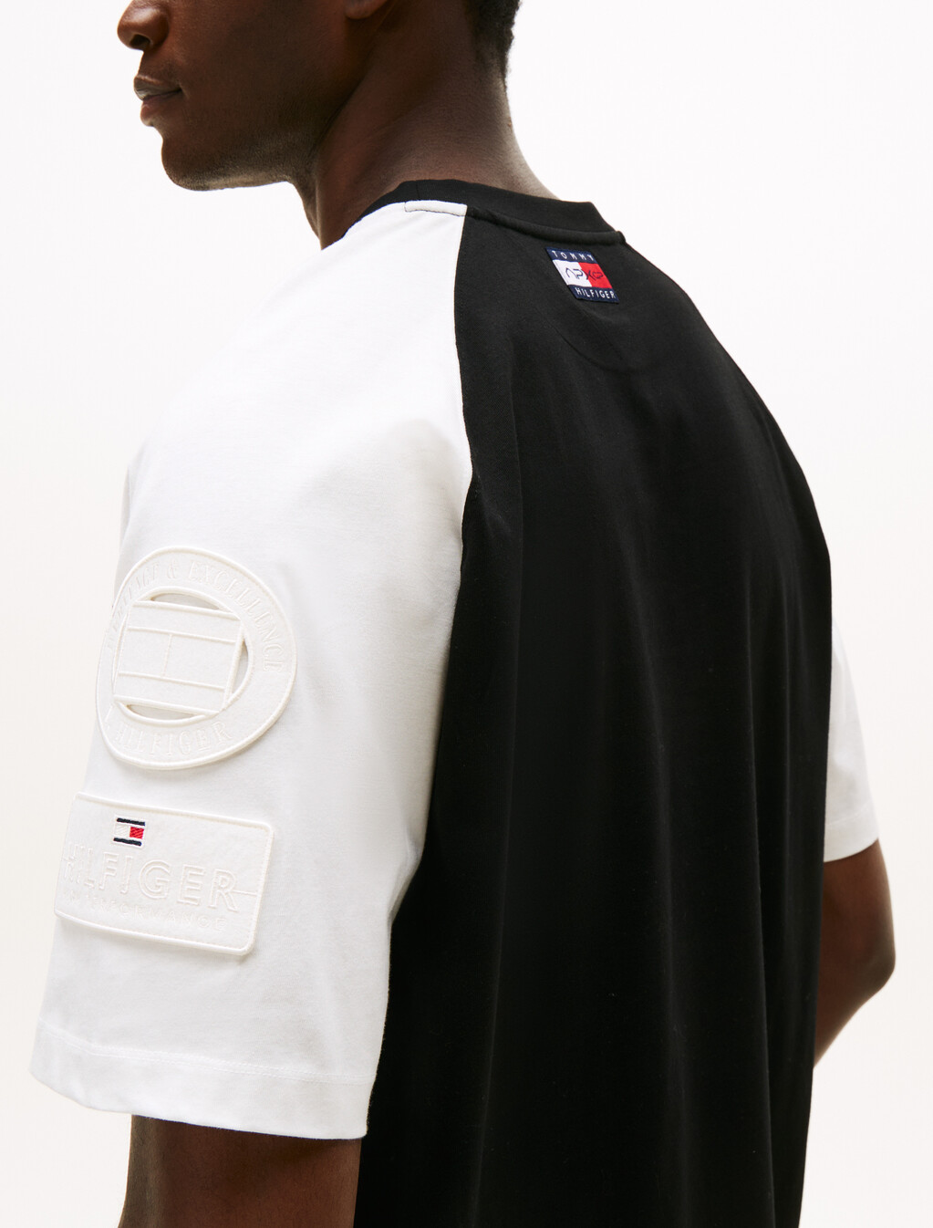 The APXGP Collection Tonal Embroidery Ringer T-Shirt, Black/Ecru, hi-res