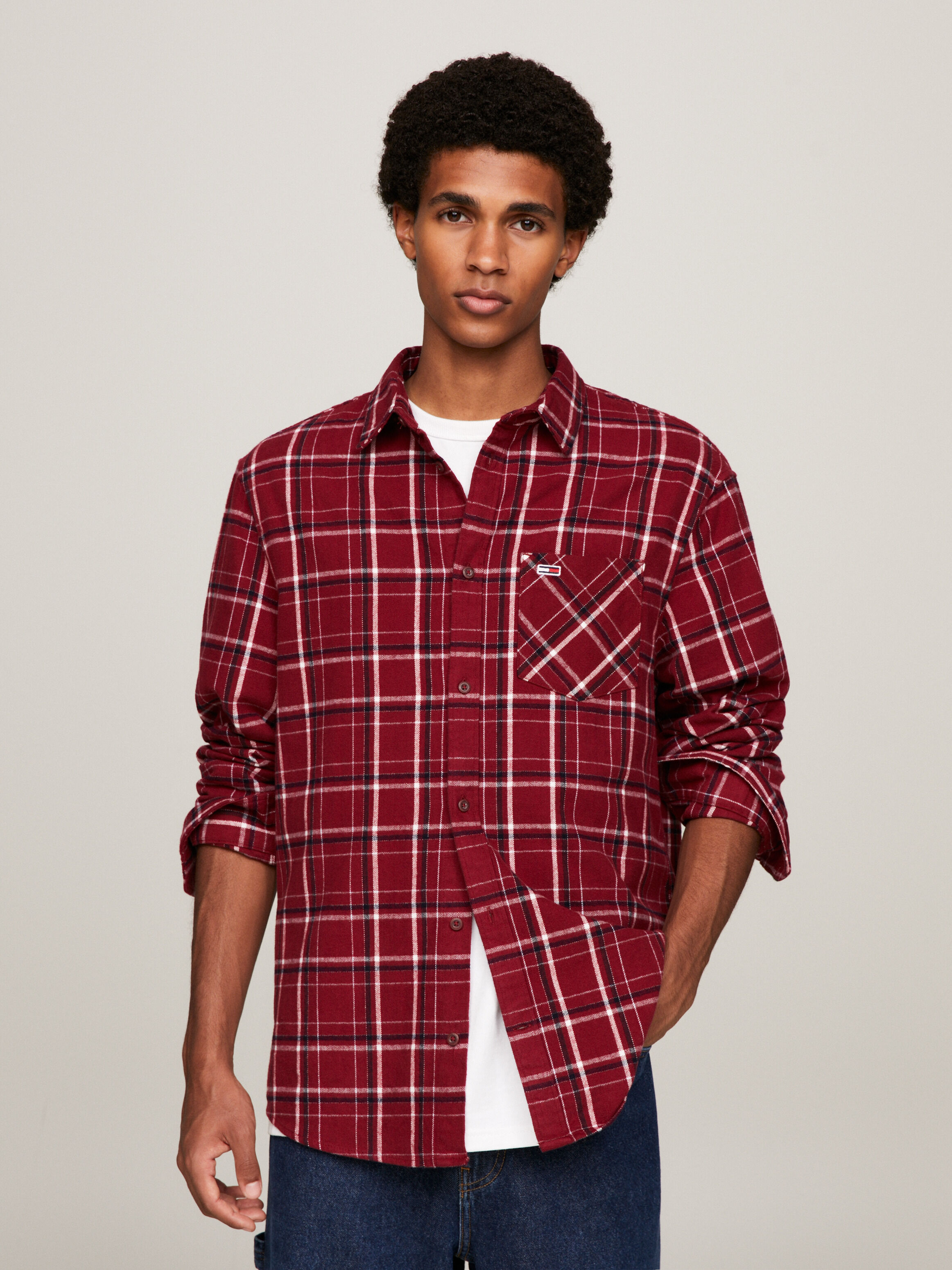 Checkered online button shirt