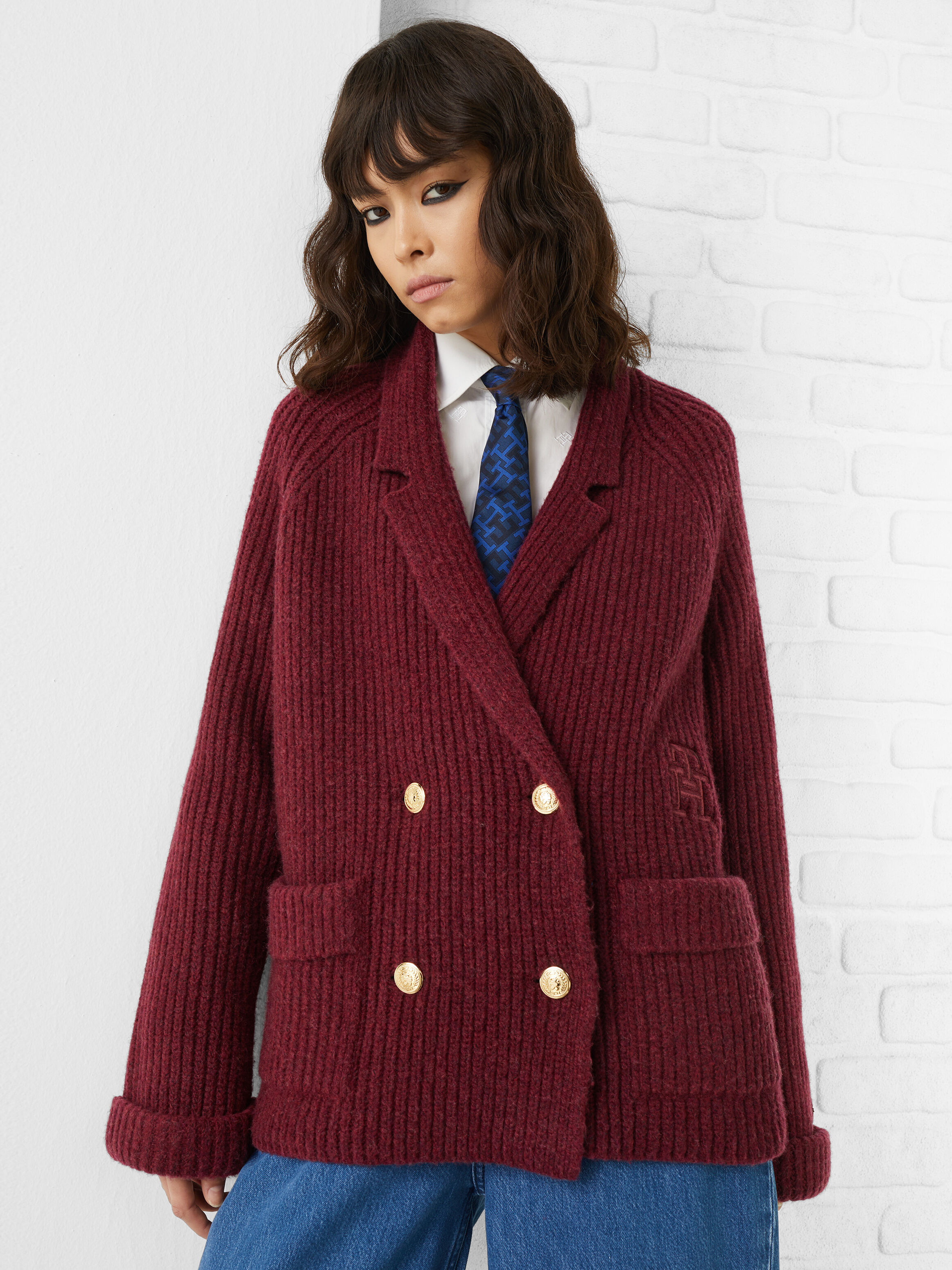 Red double clearance breasted peacoat