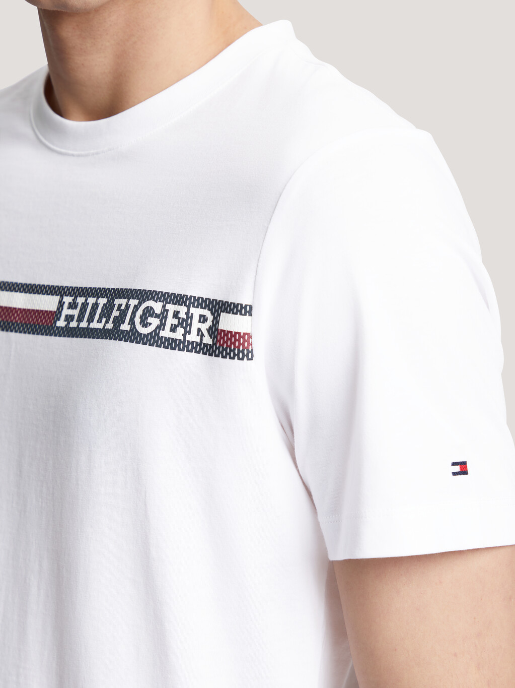 Hilfiger Monotype Signature Tape Jersey T-Shirt, White, hi-res