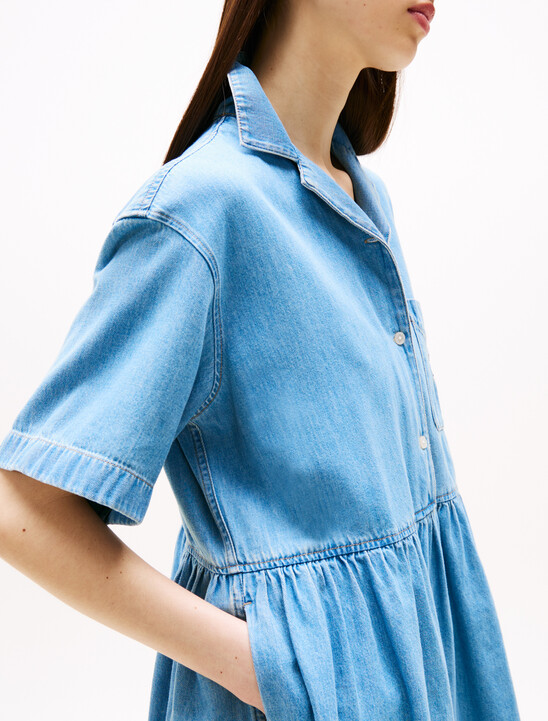 Relaxed Mini Denim Shirt Dress