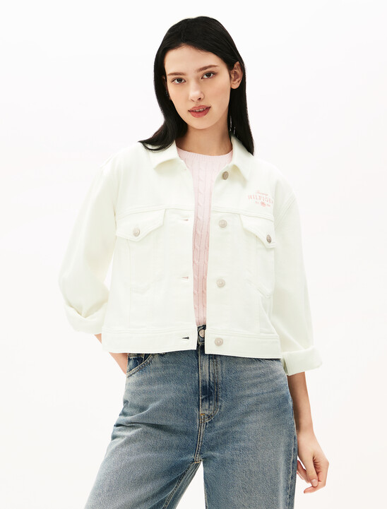 Embroidered Cropped Denim Jacket