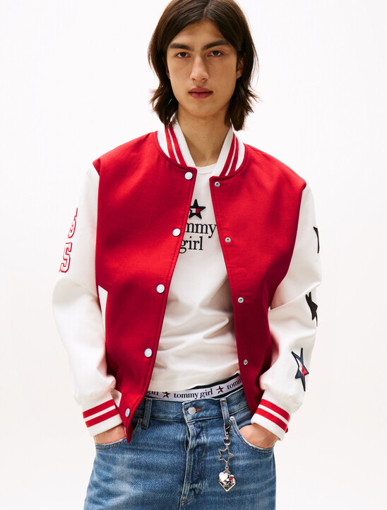Tommy Girl Back Logo Oversized Varsity Jacket