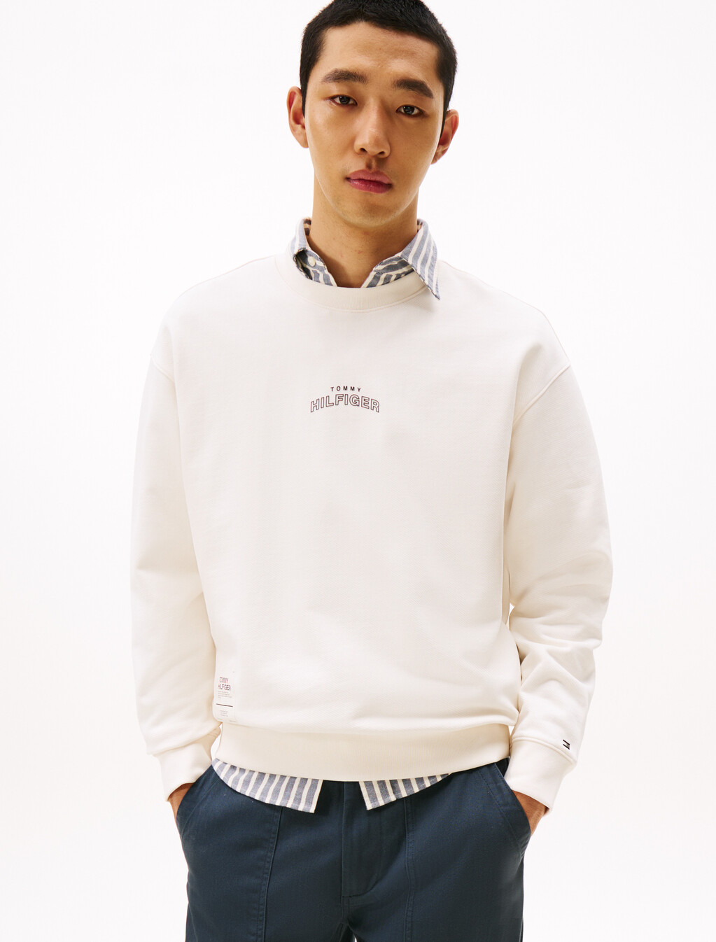 Heavy Twill Crewneck Sweatshirt, Ivory Petal, hi-res
