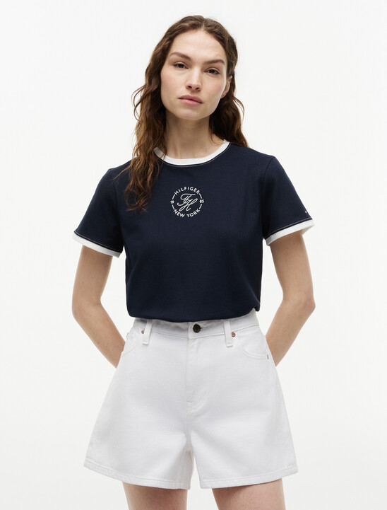 Logo Embroidery Ringer T-Shirt