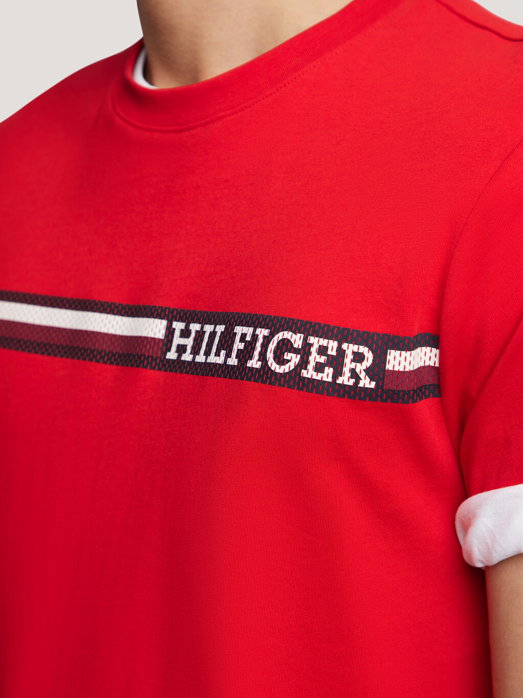 Hilfiger Monotype Signature Tape Jersey T-Shirt, Fierce Red, hi-res