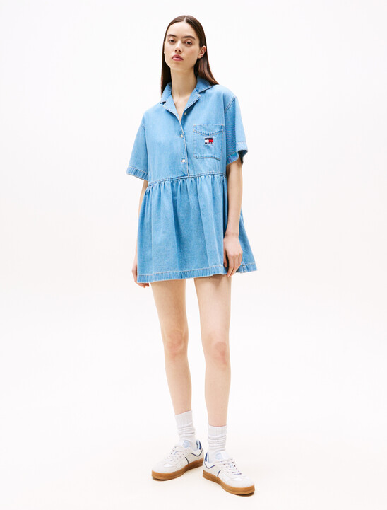 Relaxed Mini Denim Shirt Dress