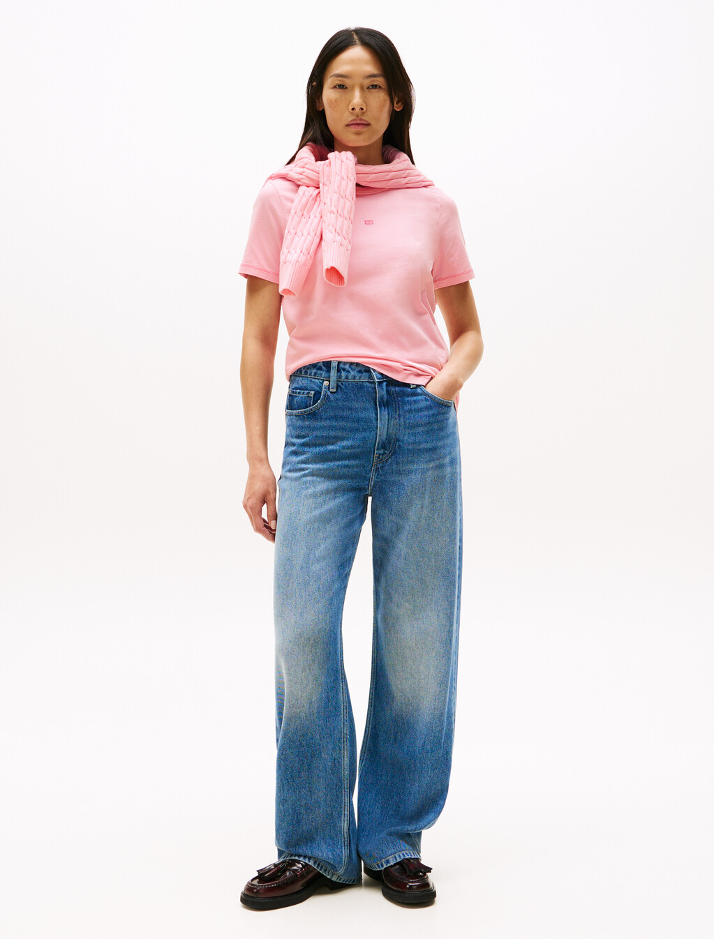 Tonal Flag Crewneck T-Shirt, Classic Pink, hi-res