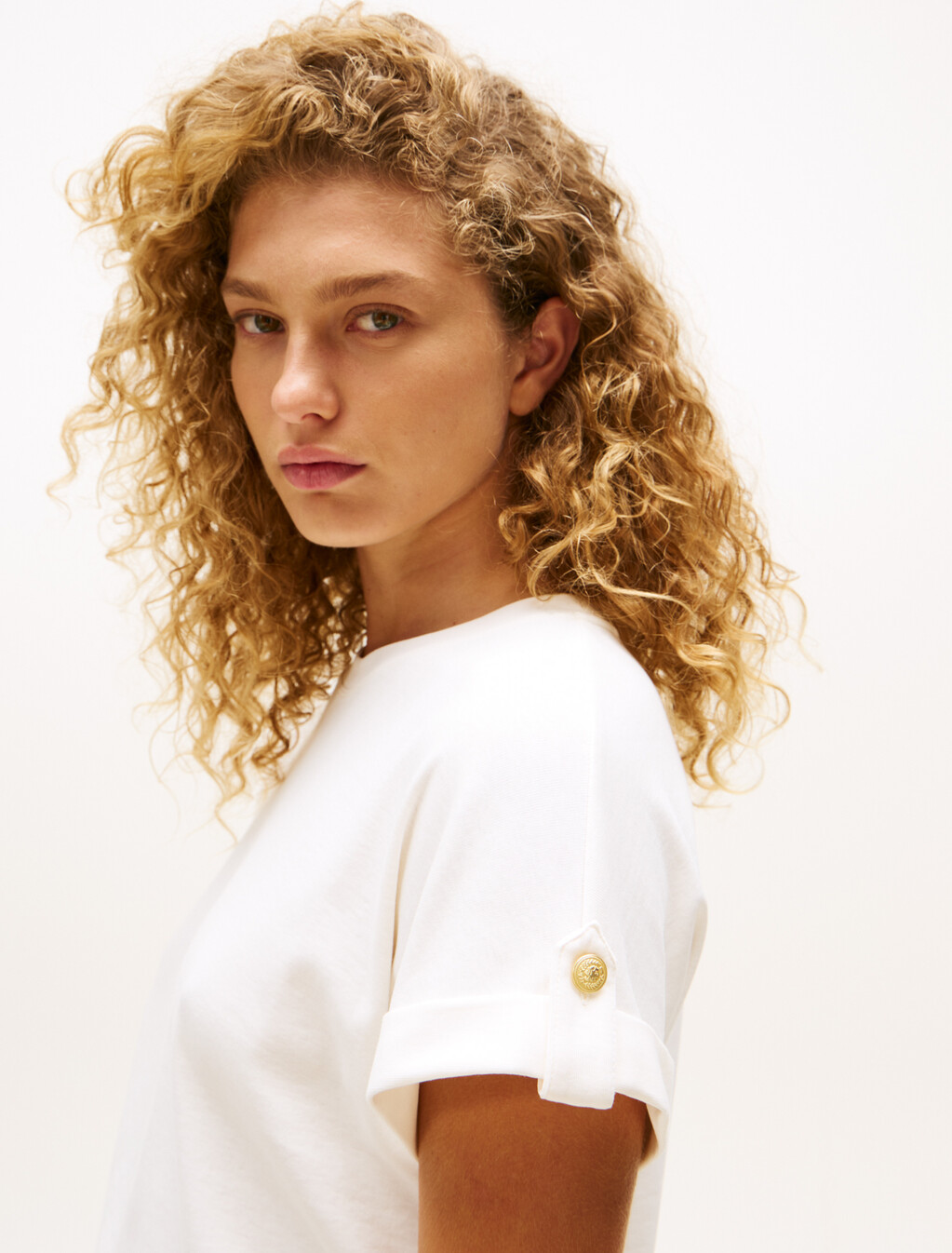 Roll Tab Sleeve T-Shirt, Ivory Silk, hi-res