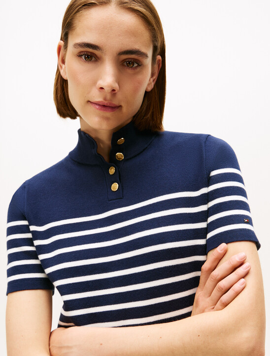 Jersey Mock Neck Mini Jumper Dress