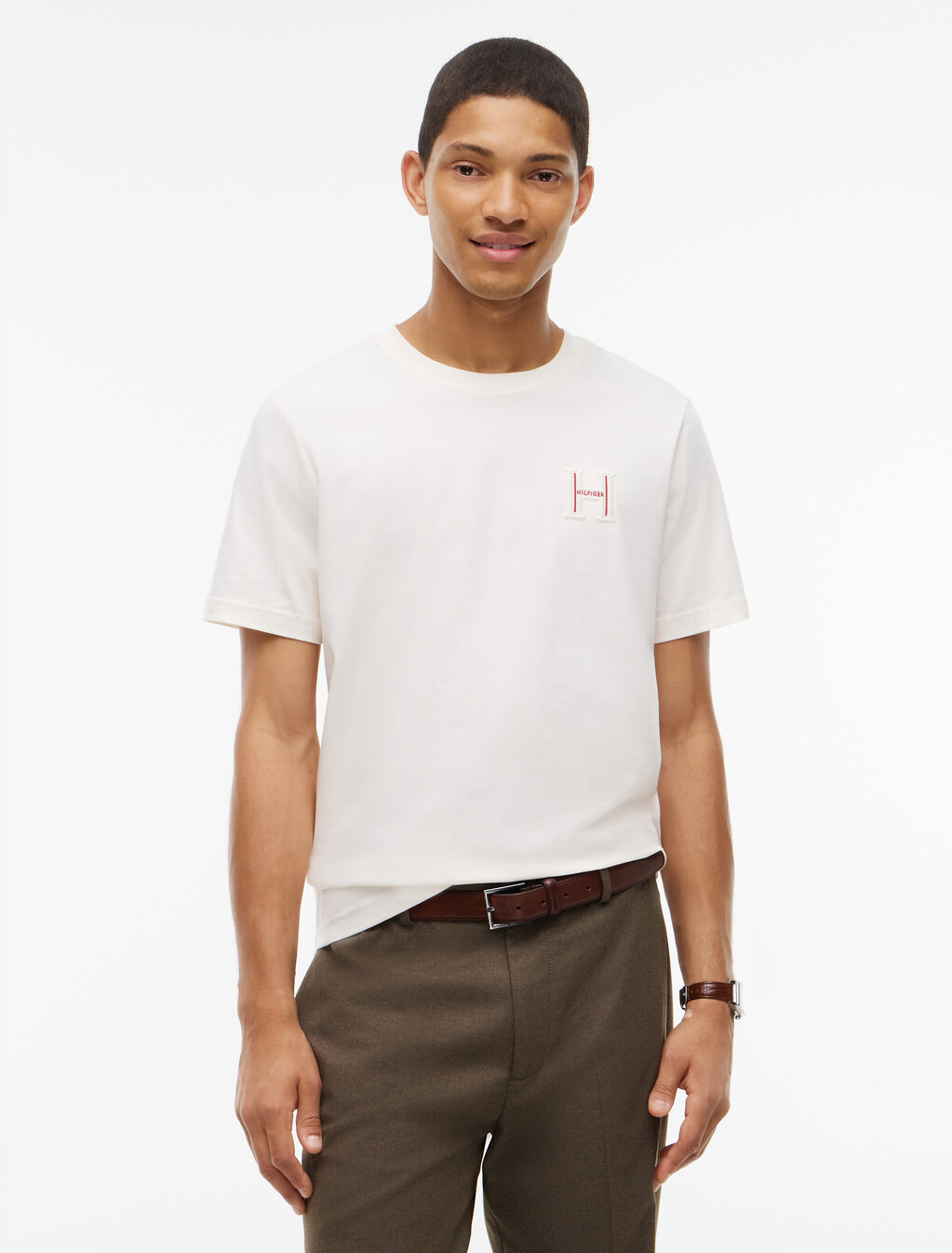 Varsity Logo Embroidery Crew Neck T-Shirt, Ivory Petal, hi-res