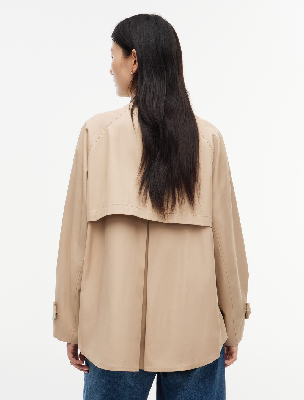 Flag Jacquard Twill Relaxed Cape Coat, Beige, hi-res