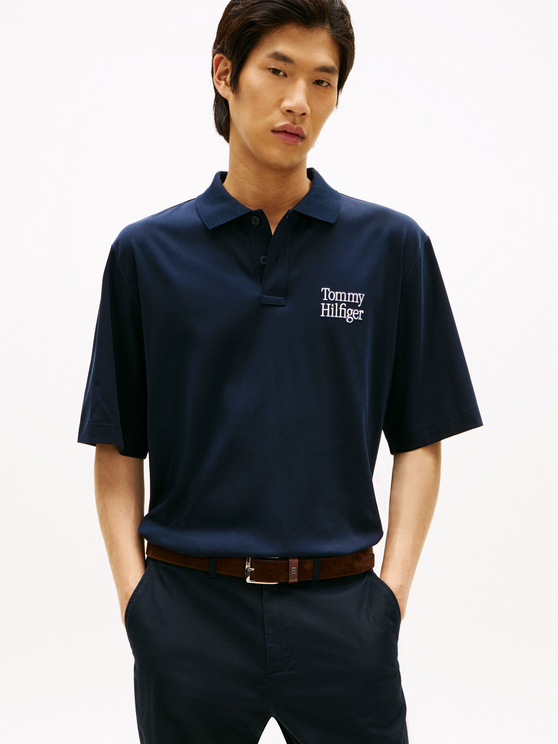 Oversized Fit Back Logo Polo Shirt | blue | Tommy Hilfiger Singapore