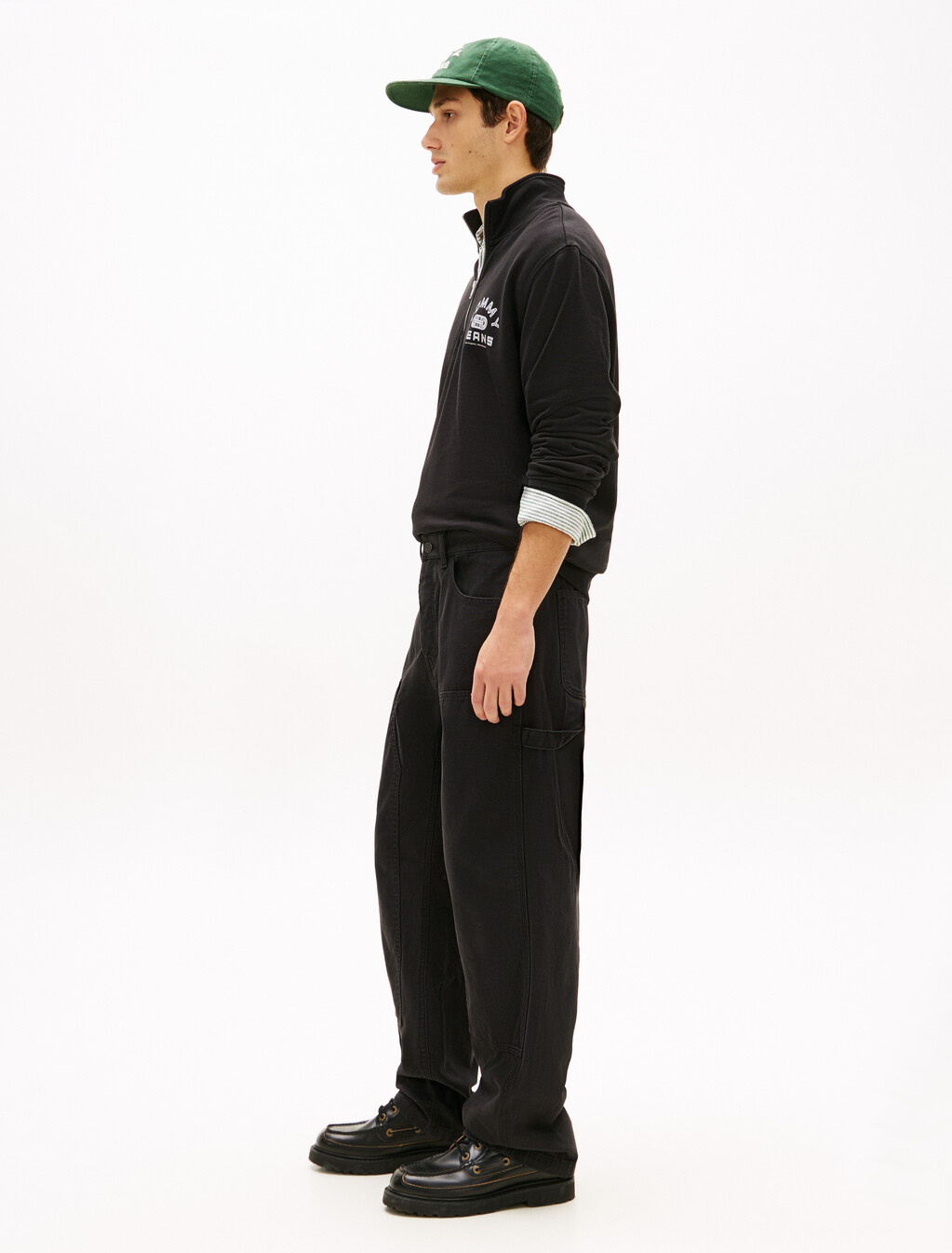 Jaimie Relaxed Twill Carpenter Trousers, Black, hi-res