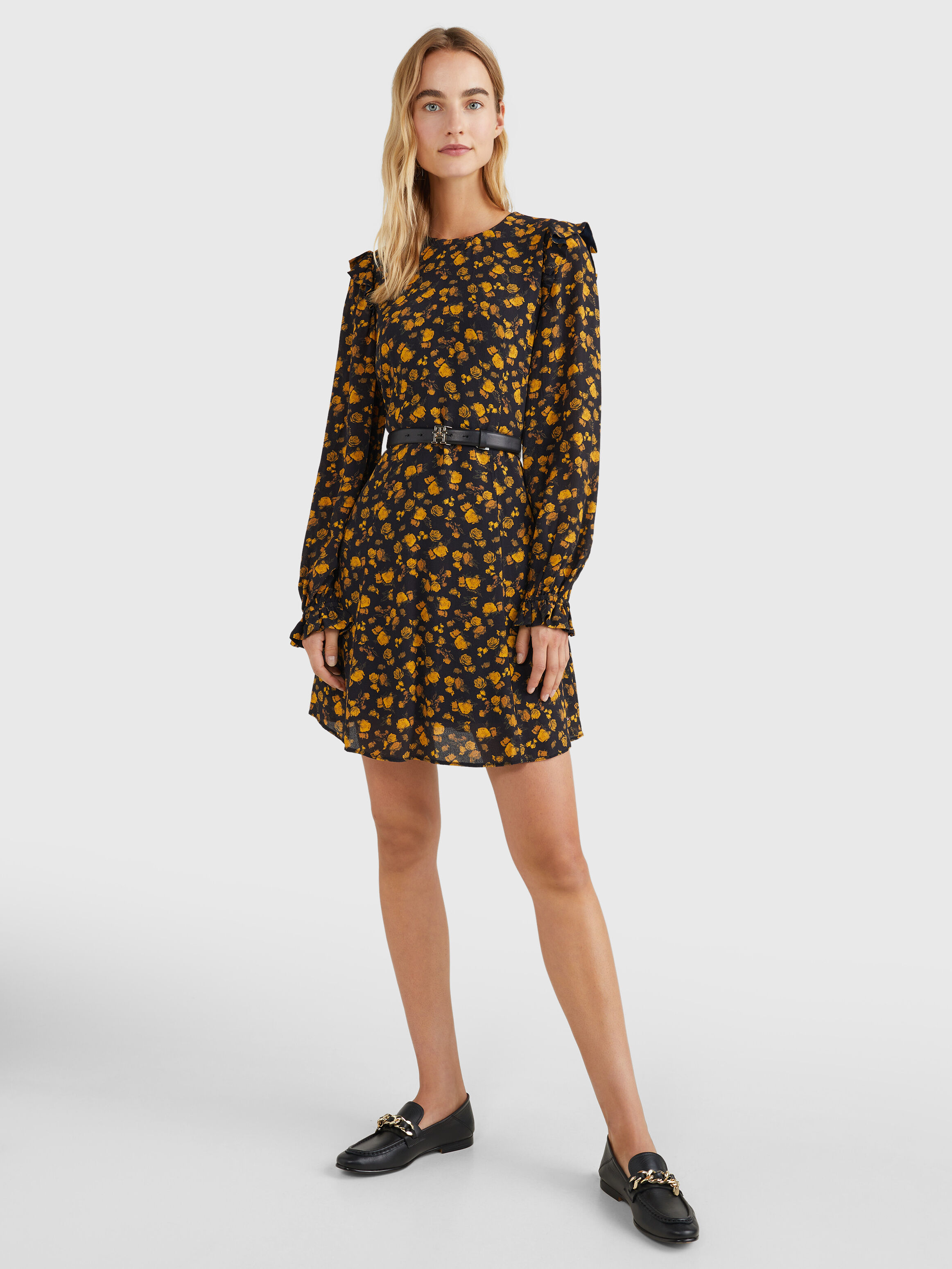 tommy hilfiger belted fit and flare dress