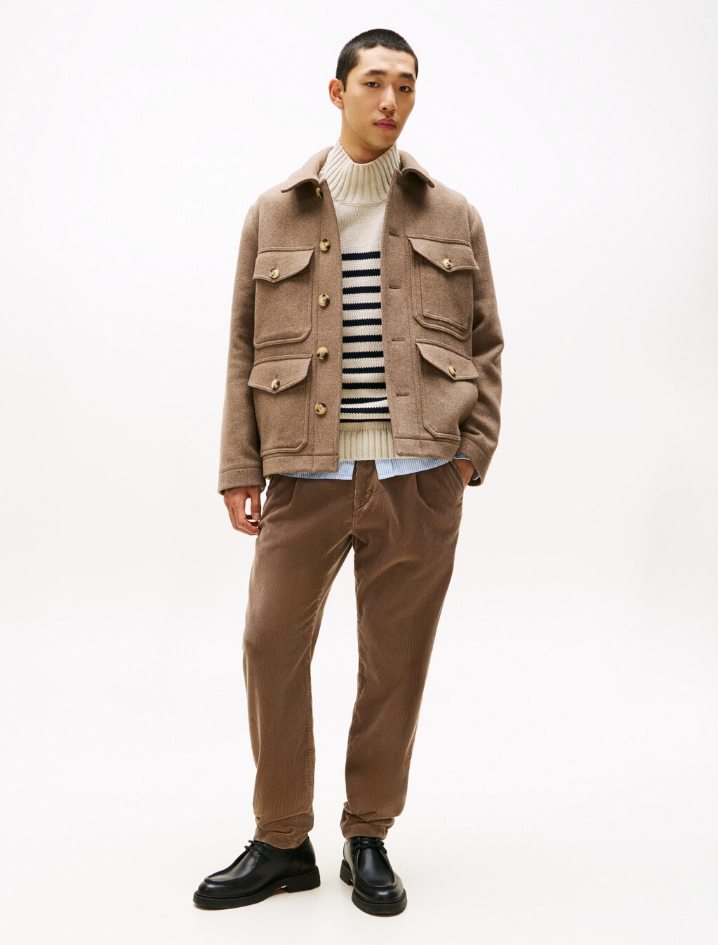 Wool Blend Utility Shirt Jacket, Coastal Taupe, hi-res